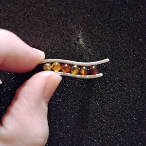 Vintage Einer Fehrn Sterling and Amber Brooch